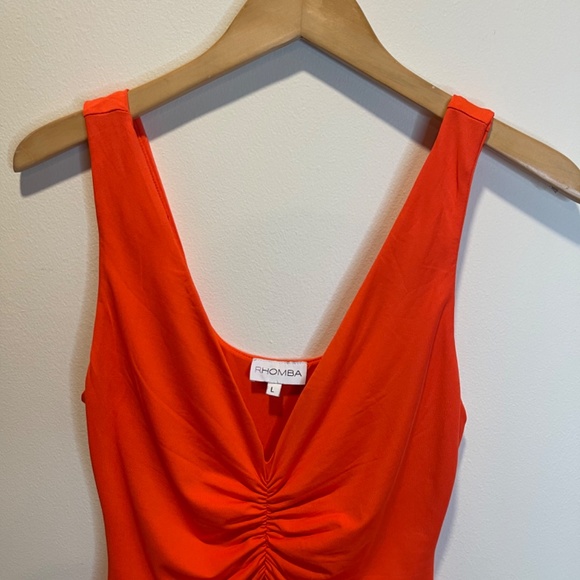 Rhomba, orange dress, Size Large - Picture 3 of 4
